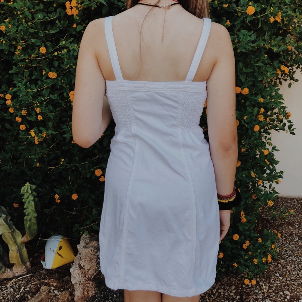White denim button up dress